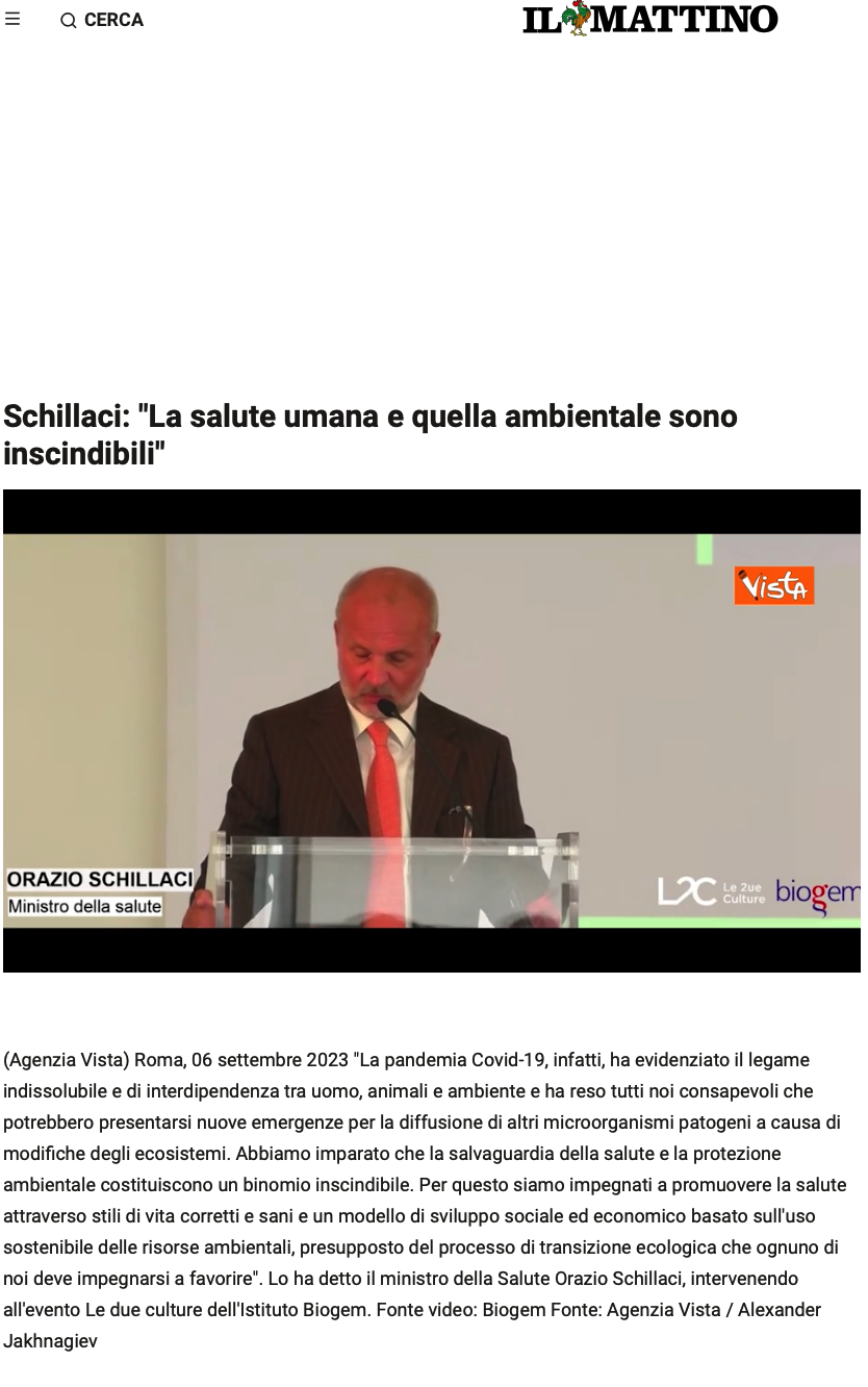 Schillaci la salute umana e quella ambientale sono inscindibili